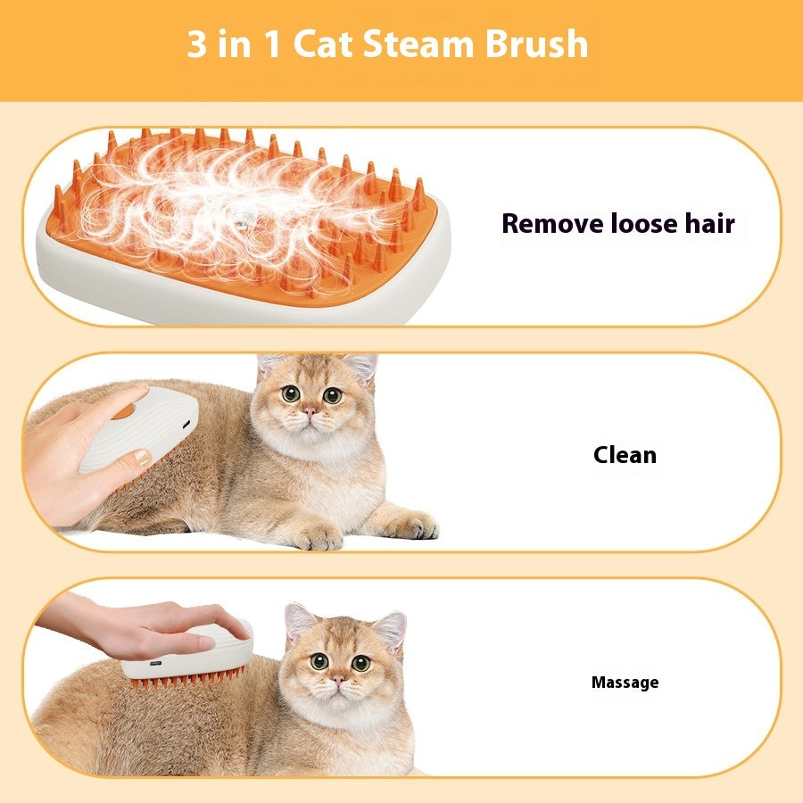 USB Rechargeable Pets Steam Brush - Spray Massage Comb Pet