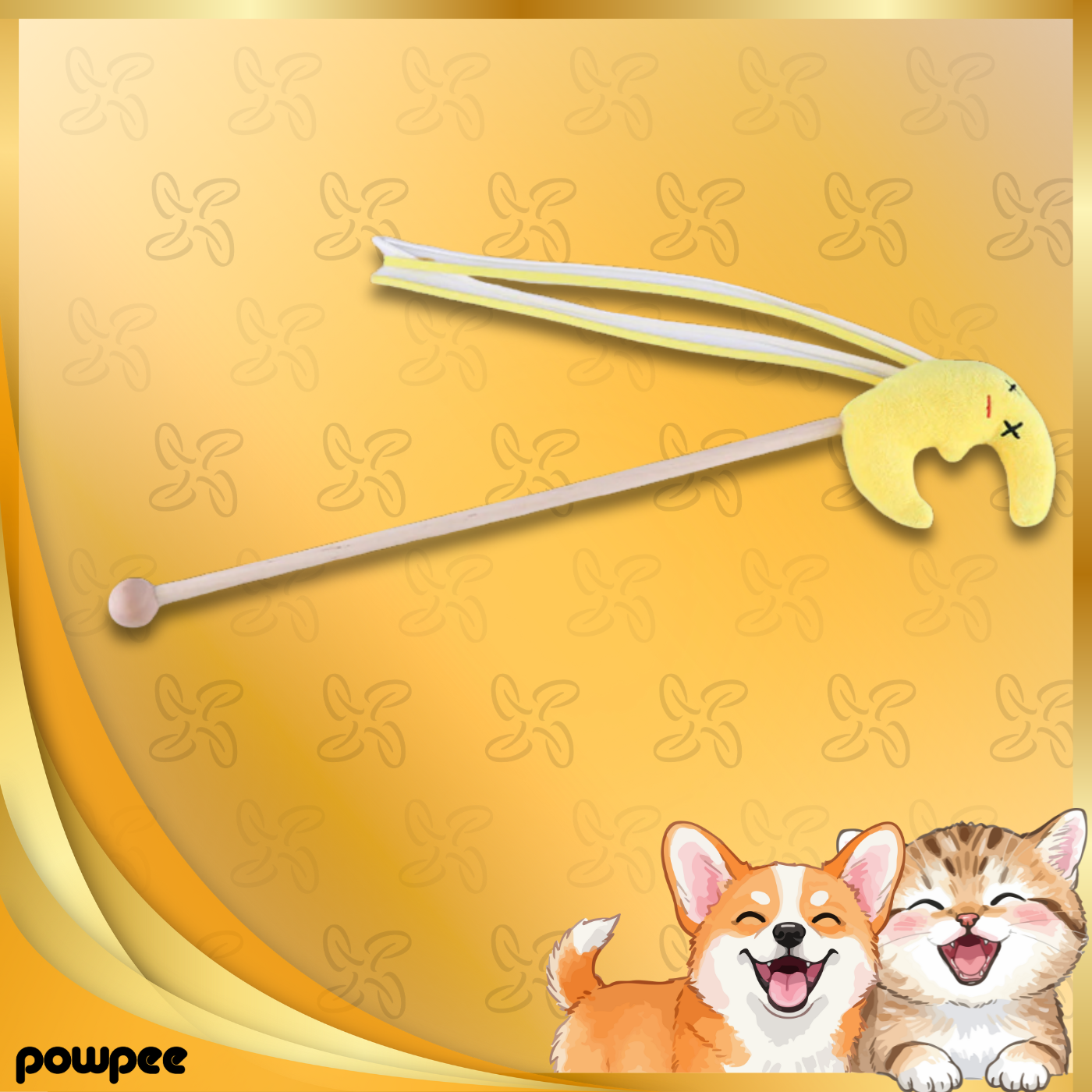 Nature’s Hunt: Premium Wooden Cat Teaser Wand with Linen Mouse, Feathers & Bell – Eco-Friendly Interactive Toy for Bonding