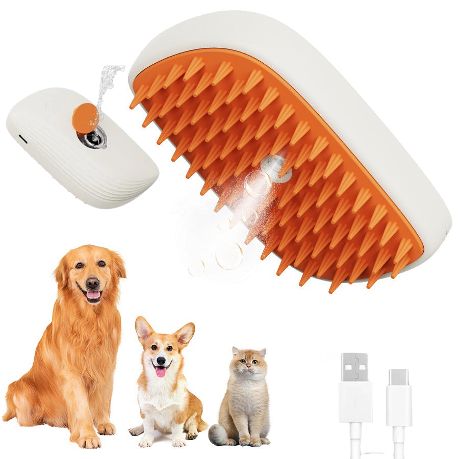 USB Rechargeable Pets Steam Brush - Spray Massage Comb Pet