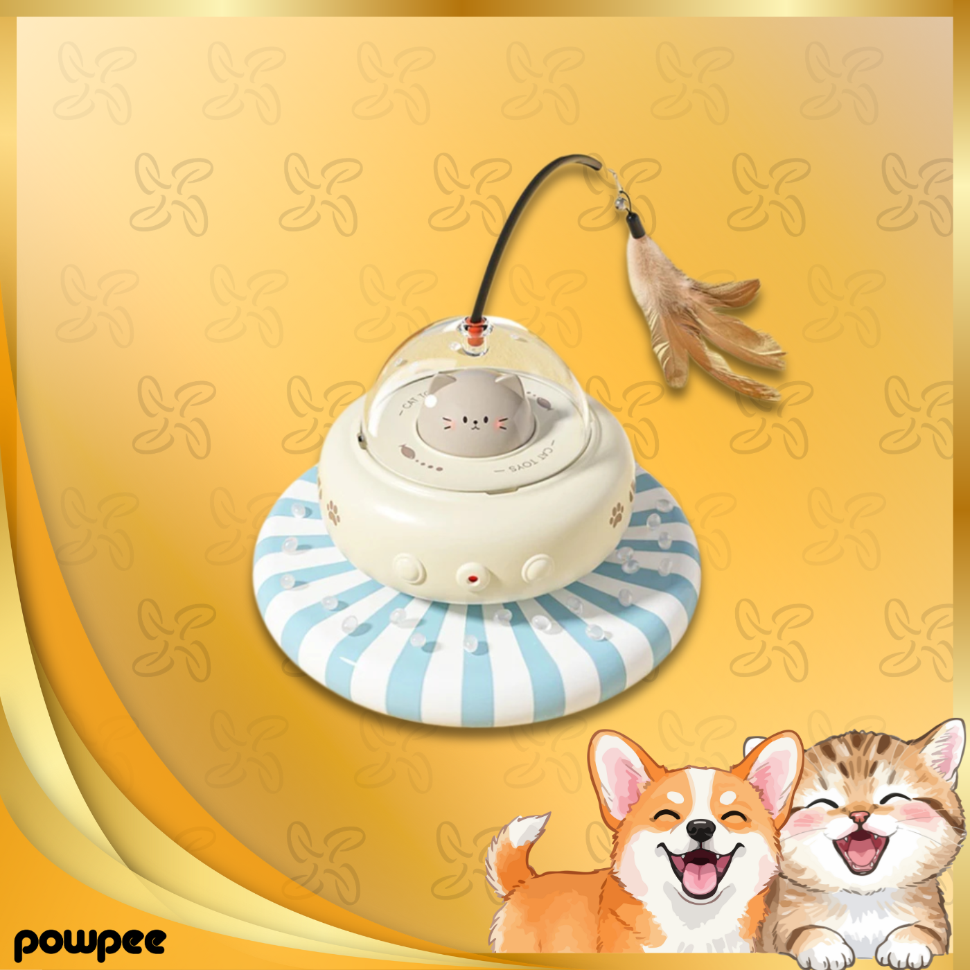 UFO Smart Interactive Cat Toy with Automatic Laser & Feather Teaser – Self-Rotating Robot for Indoor Cats