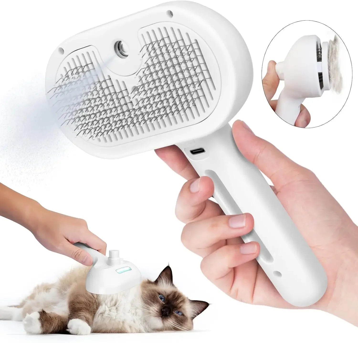 Pet Steam Brush - Pets Spray Hair Comb - Pet Hair Remover Cleaning Brush Cats Dogs